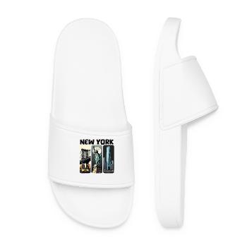 New York City Skyline Design – Urban Style Fashion - Women’s Pool Sliders - white - Front
