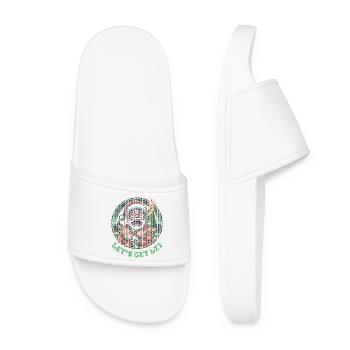 Funny Santa Claus Let's Get Lit - Women’s Pool Sliders - white - Front