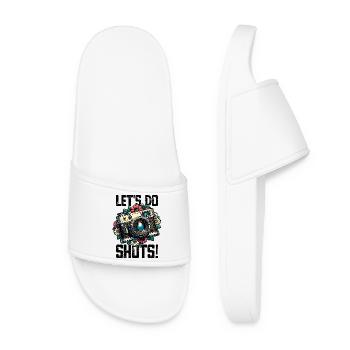 Let's Do Shots Photographer Camera Saying for - Women’s Pool Sliders - white - Front
