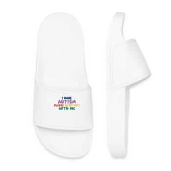 Autism Awareness Please be patient with - Women’s Pool Sliders - white - Front