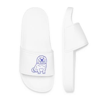 Dear dog sticks out his tongue happily - Women’s Pool Sliders - white - Front