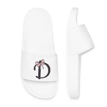 Initial letter D ribbon - Women’s Pool Sliders - white - Front