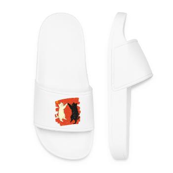 Combat de chats japonais - Claquettes Femme - blanc - Devant