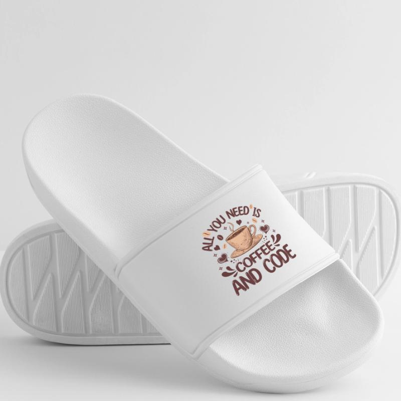 All You Need Is Coffee And Code Funny Programmer Women’s Pool Sliders