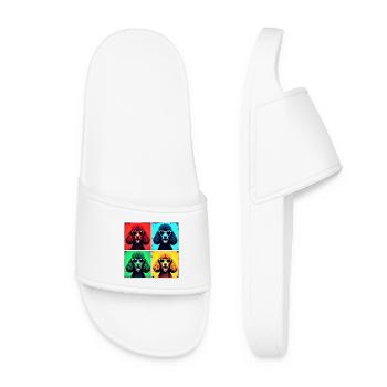 Poodle Pop Art, Luna, Charlie, Max, Lola, Mia - Women’s Pool Sliders - white - Front