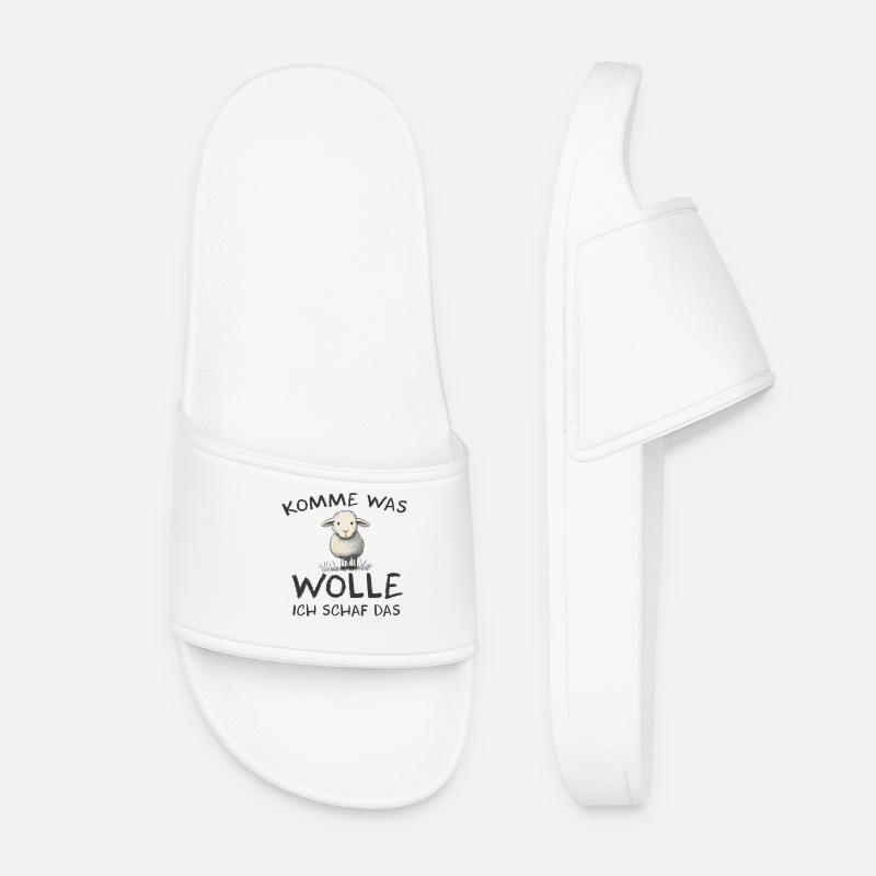 Komme was wolle ich Schaf das Schaf Wolle - Frauen Badelatschen - Weiß