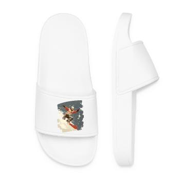 Snowboarder powder snow - Women’s Pool Sliders - white - Front
