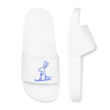 Rabbit Ski Bunny Skiing Winter Skiing Snow - Women’s Pool Sliders - white - Front