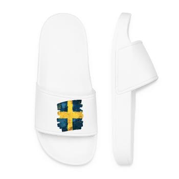 Drapeau suédois Suède - Claquettes Femme - blanc - Devant