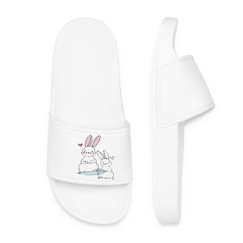 Osterhasen - Frauen Badelatschen - Weiß - Vorne