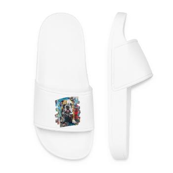 Bulldog Fighting Dog - Women’s Pool Sliders - white - Front