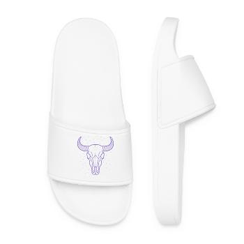 Erde Symbol Stier Schädel | Mystische Minimal Art - Frauen Badelatschen - Weiß - Vorne