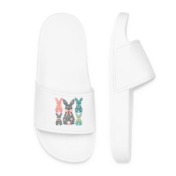 Lapin de Pâques motif floral look rétro - Claquettes Femme - blanc - Devant