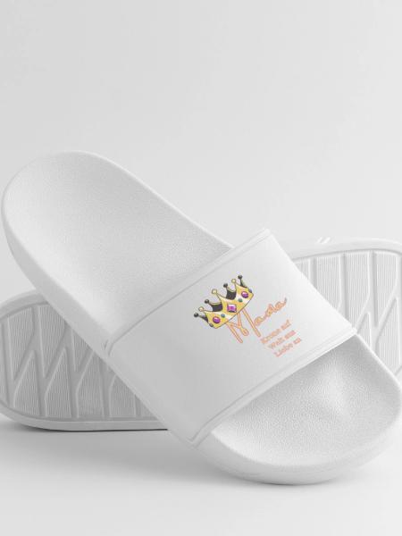 Pour moi, vous portez toujours la couronne - Maman, Reine ! - Claquettes Femme - blanc - Devant