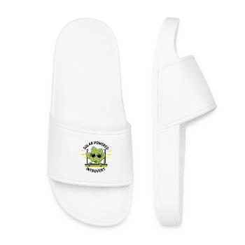 Solar Powered Introvert – Plant Joke - Women’s Pool Sliders - white - Front