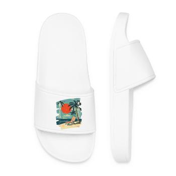 Beach Palm Trees Sunset Summer - Women’s Pool Sliders - white - Front