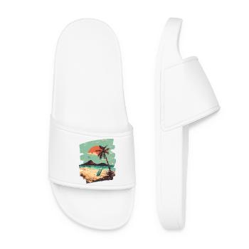 Beach Palm Trees Sun Summer - Women’s Pool Sliders - white - Front
