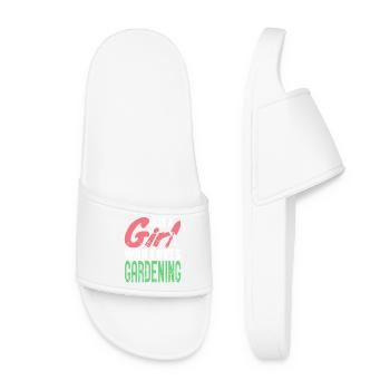Proud Plant Lady Who Loves Gardening - Women’s Pool Sliders - white - Front