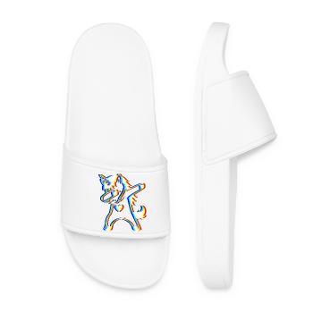 Glitch Dab Einhorn – Trendy Fantasy - Frauen Badelatschen - Weiß - Vorne
