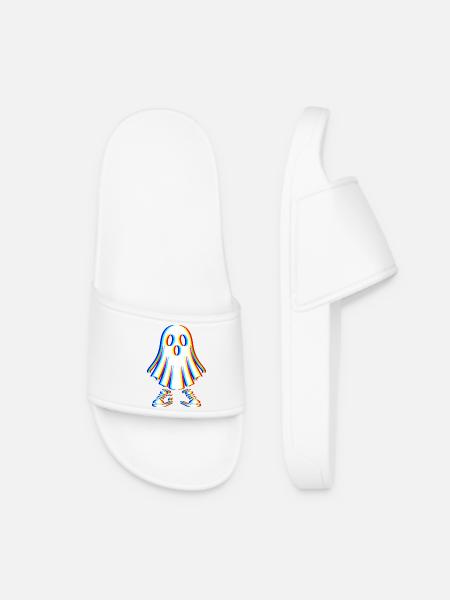 Glitch Ghost – Spooky Style - Women’s Pool Sliders - white