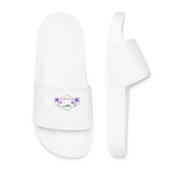 Curacao Palm Trees Island Caribbean Beach Sea Souvenir - Women’s Pool Sliders - white - Front