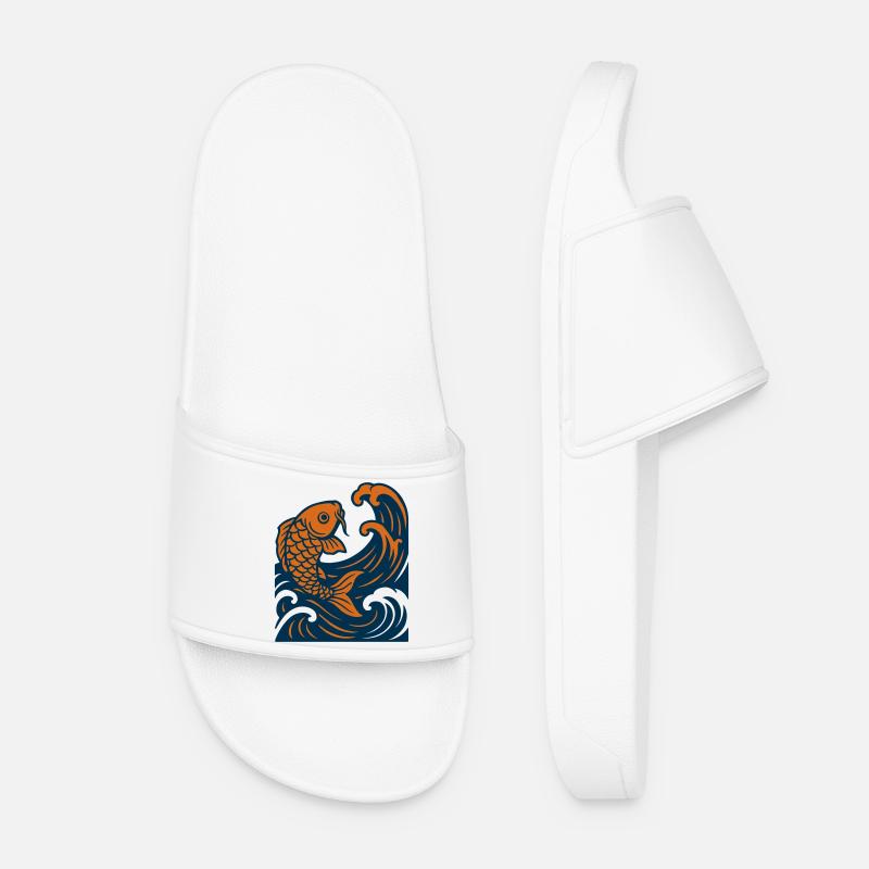 Japan Fish - Women’s Pool Sliders - white