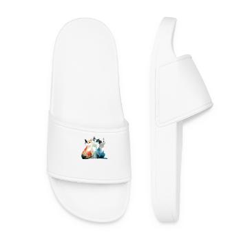 Pastel Cats Watercolor Art for Feline Fans - Women’s Pool Sliders - white - Front