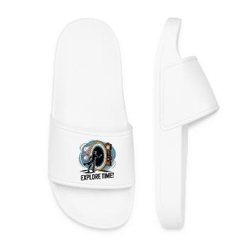 Explore Time Surreal Clock Design - Women’s Pool Sliders - white - Front