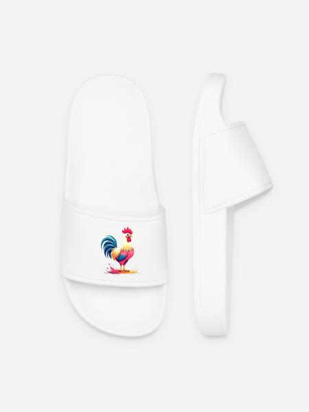 Coq coloré avec une touche artistique - Claquettes Femme - blanc