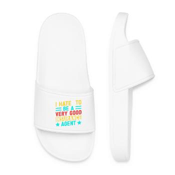 Humorous Insurance Agent Quote Design - Women’s Pool Sliders - white - Front