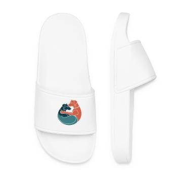 Dog Couple Hug Design - Women’s Pool Sliders - white - Front
