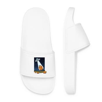 UFO Abduction Pumpkin Halloween Design - Women’s Pool Sliders - white - Front