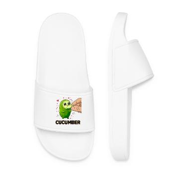 Cucumber Love Kawaii Manga Cucumber - Women’s Pool Sliders - white - Front