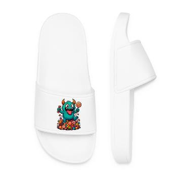 Playful troll artwork with sweets - Women’s Pool Sliders - white - Front