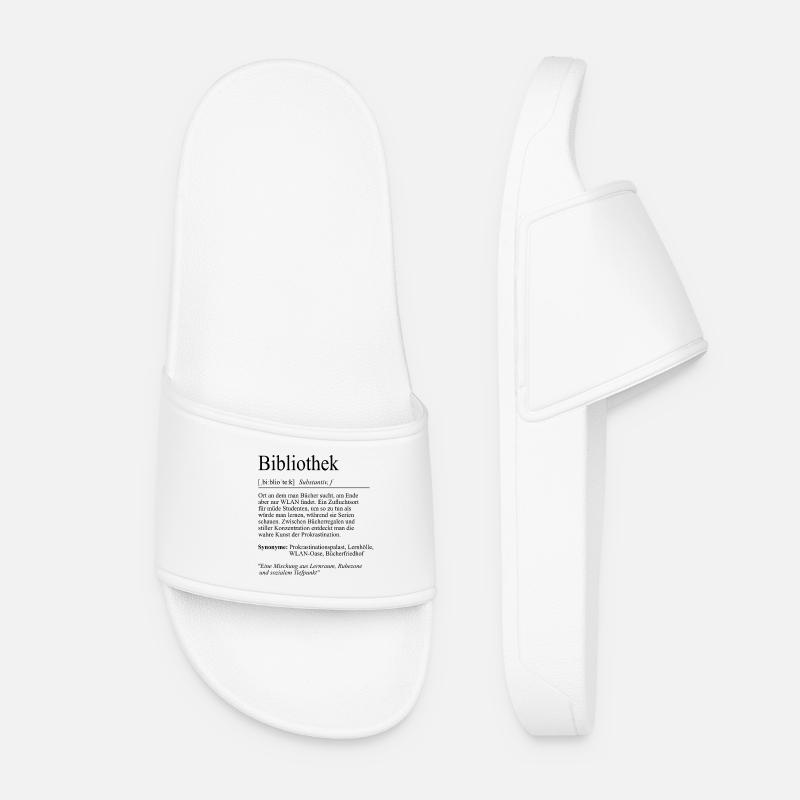 University Saying "Library" Student Gift, Students - Women’s Pool Sliders - white