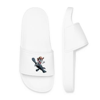 Skeleton with cowboy hat on platypus platypus - Women’s Pool Sliders - white - Front
