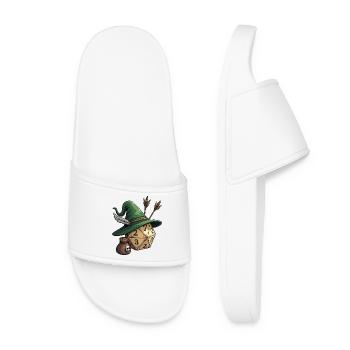 D20 with Hunter's Hat & Arrows – Fantasy Dice - Women’s Pool Sliders - white - Front