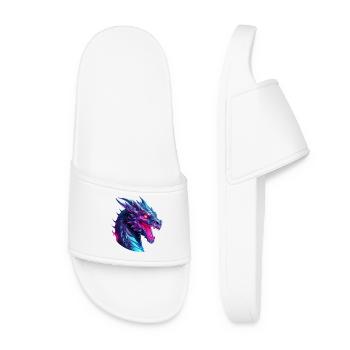 Neon Dragon Head Artwork - Women’s Pool Sliders - white - Front