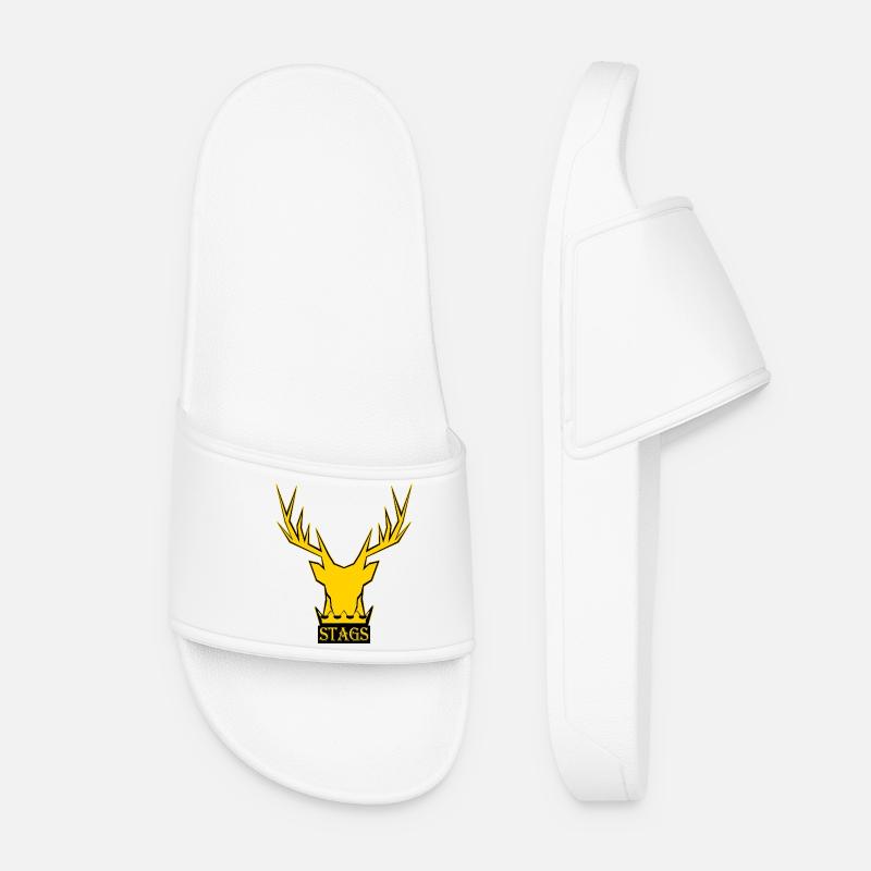 Golden Stag Crown Logo - Women’s Pool Sliders - white