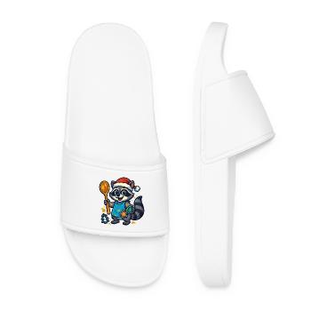 Raton laveur de Noël faisant des biscuits - Claquettes Femme - blanc - Devant