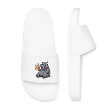 Hippopotamus with pint of beer joy - Women’s Pool Sliders - white - Front