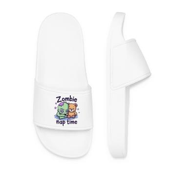 Zombie Nap Time Funny Sleep Shirt - Women’s Pool Sliders - white - Front