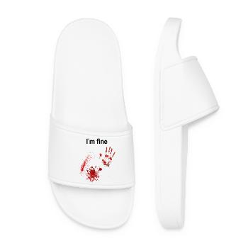 I'm Fine Blutiges Hemd Lustiges Halloween-Kostüm - Frauen Badelatschen - Weiß - Vorne