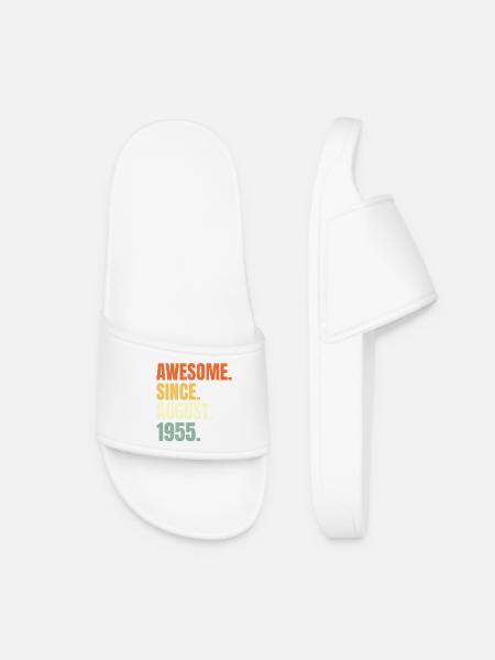 awesome since august 1955 birthday - Women’s Pool Sliders - white