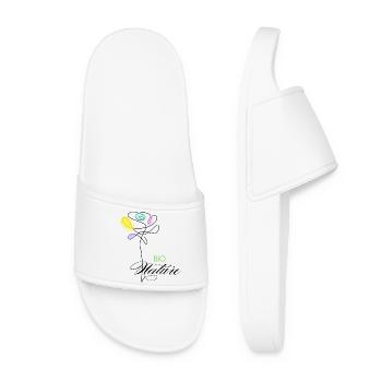 Colorful Organic Nature Flowers - Women’s Pool Sliders - white - Front