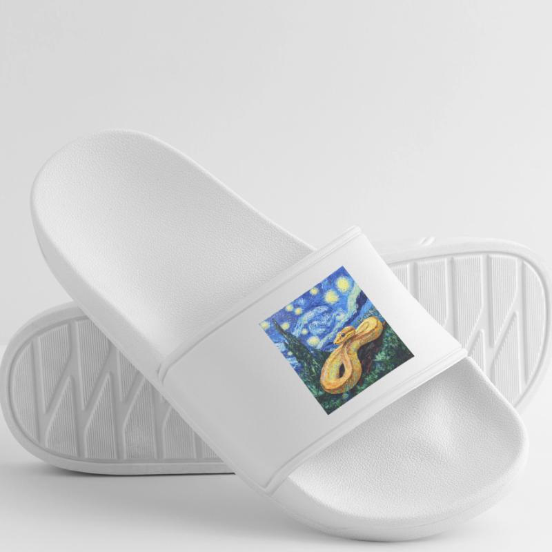 Snake Python Van Gogh Style Starry Night Women’s Pool Sliders