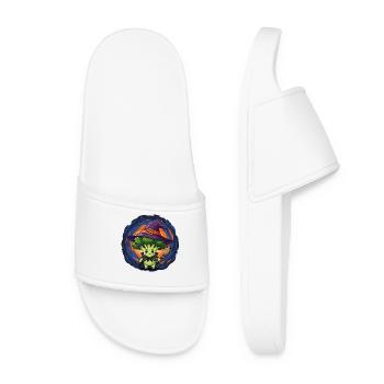 Funny Halloween Broccoli Witch Cartoon Witch Broom - Women’s Pool Sliders - white - Front