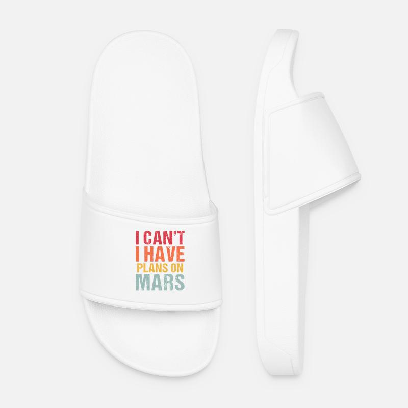 Mars Planet Space Vintage Rocket - Women’s Pool Sliders - white