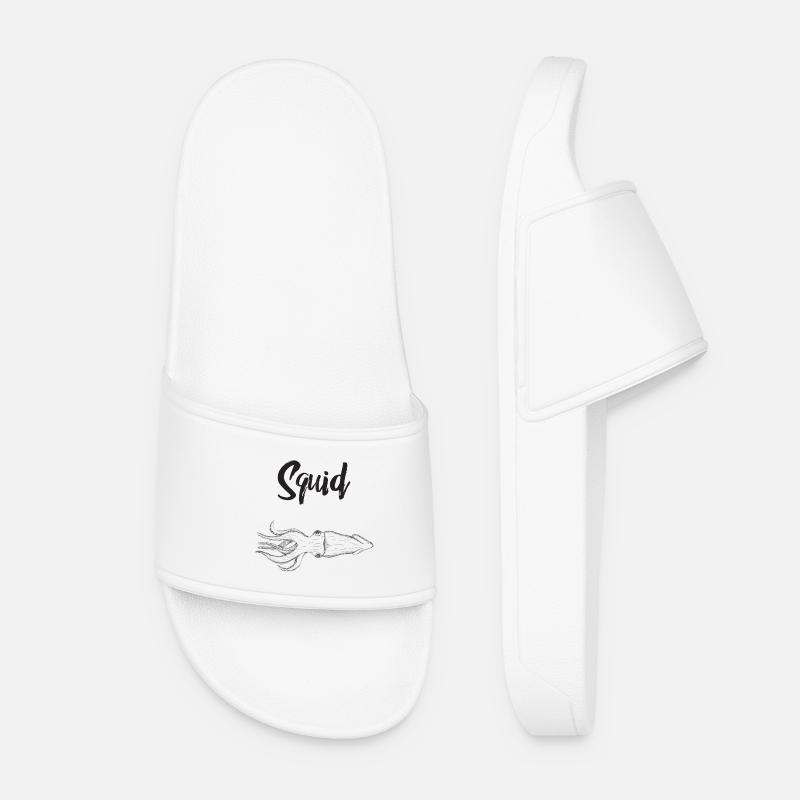 Nautic Design Squid Ink Sketch hand drawn minimal - Women’s Pool Sliders - white