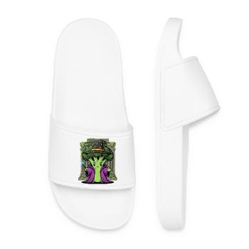 Mignon Halloween Brocoli Sorcier Sorcière Dessin animé - Claquettes Femme - blanc - Devant